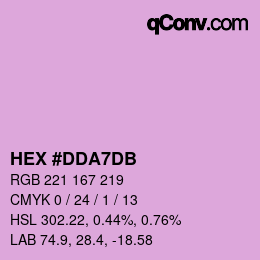 颜色代码: HEX #DDA7DB | qconv.com
