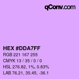 Color code: HEX #DDA7FF | qconv.com