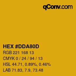 Color code: HEX #DDA80D | qconv.com