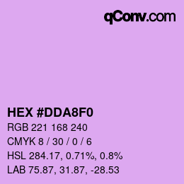 颜色代码: HEX #DDA8F0 | qconv.com