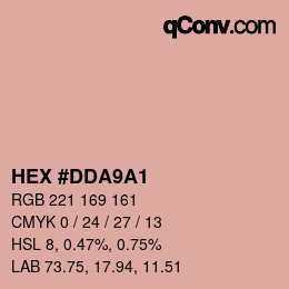 カラーコード: HEX #DDA9A1 | qconv.com
