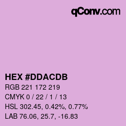 颜色代码: HEX #DDACDB | qconv.com