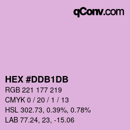 颜色代码: HEX #DDB1DB | qconv.com