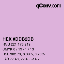 颜色代码: HEX #DDB2DB | qconv.com