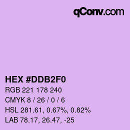 Color code: HEX #DDB2F0 | qconv.com