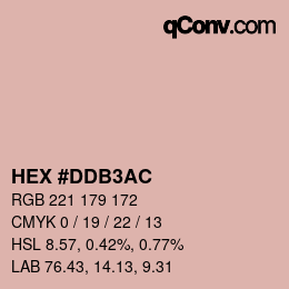颜色代码: HEX #DDB3AC | qconv.com