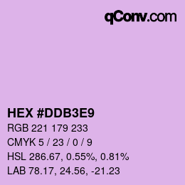 Color code: HEX #DDB3E9 | qconv.com