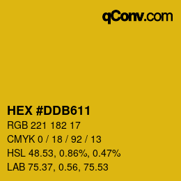 Farbcode: HEX #DDB611 | qconv.com
