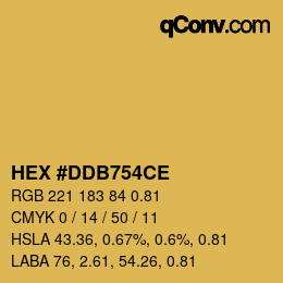 Code couleur: HEX #DDB754CE | qconv.com