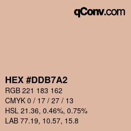颜色代码: HEX #DDB7A2 | qconv.com