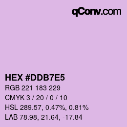 Color code: HEX #DDB7E5 | qconv.com