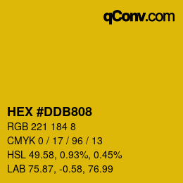 颜色代码: HEX #DDB808 | qconv.com