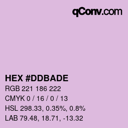 颜色代码: HEX #DDBADE | qconv.com