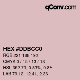 Color code: HEX #DDBCC0 | qconv.com