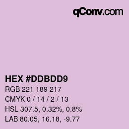 カラーコード: HEX #DDBDD9 | qconv.com