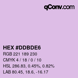 颜色代码: HEX #DDBDE6 | qconv.com