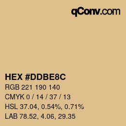 Color code: HEX #DDBE8C | qconv.com