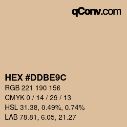 Color code: HEX #DDBE9C | qconv.com