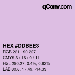 Color code: HEX #DDBEE3 | qconv.com