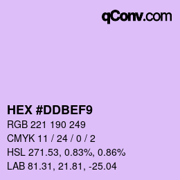 Código de color: HEX #DDBEF9 | qconv.com