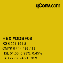 カラーコード: HEX #DDBF08 | qconv.com