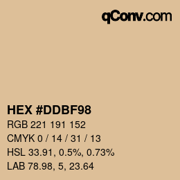 颜色代码: HEX #DDBF98 | qconv.com