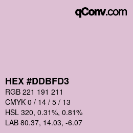 颜色代码: HEX #DDBFD3 | qconv.com