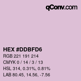 Color code: HEX #DDBFD6 | qconv.com