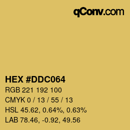 Code couleur: HEX #DDC064 | qconv.com