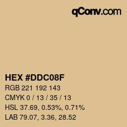 Color code: HEX #DDC08F | qconv.com