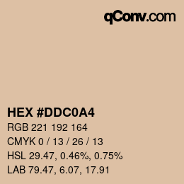 Código de color: HEX #DDC0A4 | qconv.com