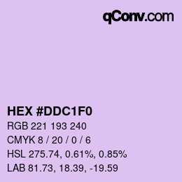 Color code: HEX #DDC1F0 | qconv.com