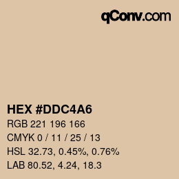 Farbcode: HEX #DDC4A6 | qconv.com