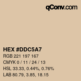 Código de color: HEX #DDC5A7 | qconv.com