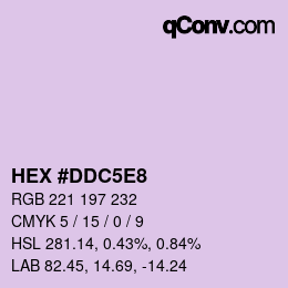 Farbcode: HEX #DDC5E8 | qconv.com