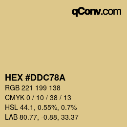 Color code: HEX #DDC78A | qconv.com