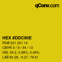 Color code: HEX #DDC90E | qconv.com