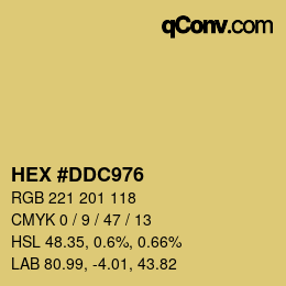 Código de color: HEX #DDC976 | qconv.com