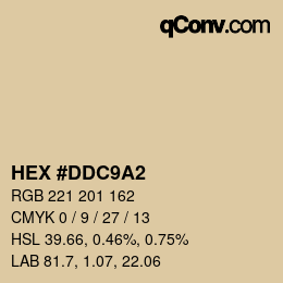 Farbcode: HEX #DDC9A2 | qconv.com