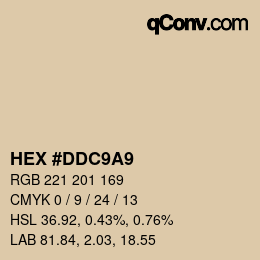 颜色代码: HEX #DDC9A9 | qconv.com