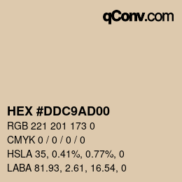 Color code: HEX #DDC9AD00 | qconv.com