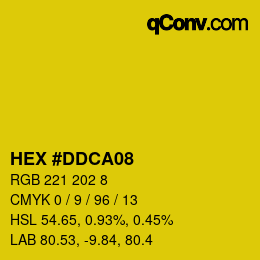 カラーコード: HEX #DDCA08 | qconv.com