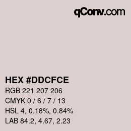 Color code: HEX #DDCFCE | qconv.com