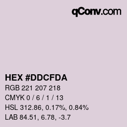 Color code: HEX #DDCFDA | qconv.com