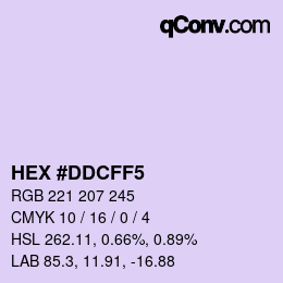Color code: HEX #DDCFF5 | qconv.com