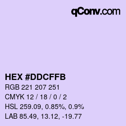 Color code: HEX #DDCFFB | qconv.com