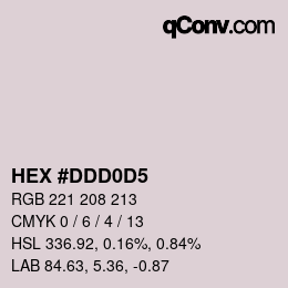 颜色代码: HEX #DDD0D5 | qconv.com