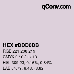 颜色代码: HEX #DDD0DB | qconv.com