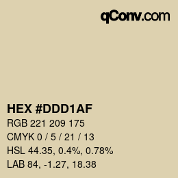 Color code: HEX #DDD1AF | qconv.com