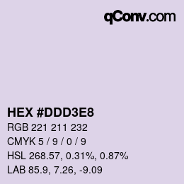 Color code: HEX #DDD3E8 | qconv.com